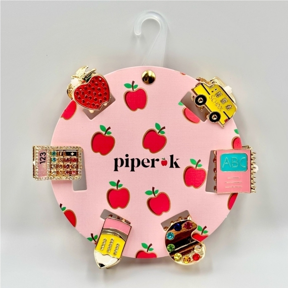 💛▪️Piper K▪️ 6-pack of school-themed mini metal hair clips